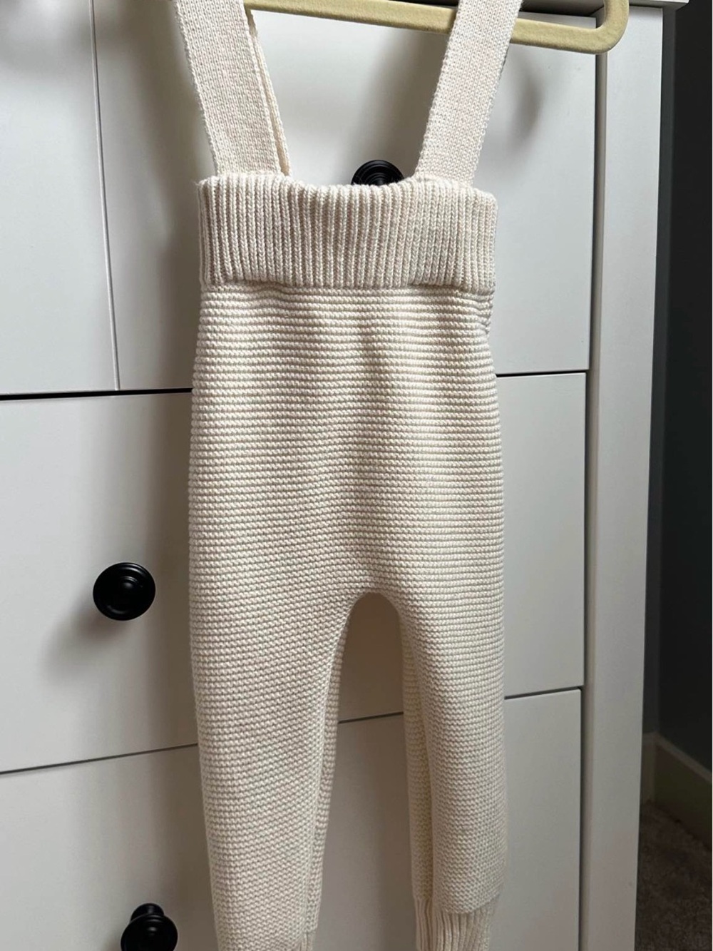 Cream Knit Suspender Kids Bottoms